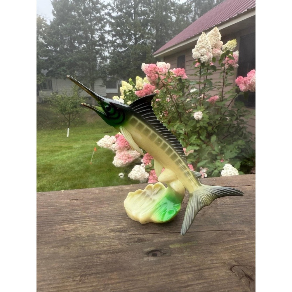 Vintage 1970s Wilton Plastic Fish Swordfish Fisherman Decoration Cake Topper